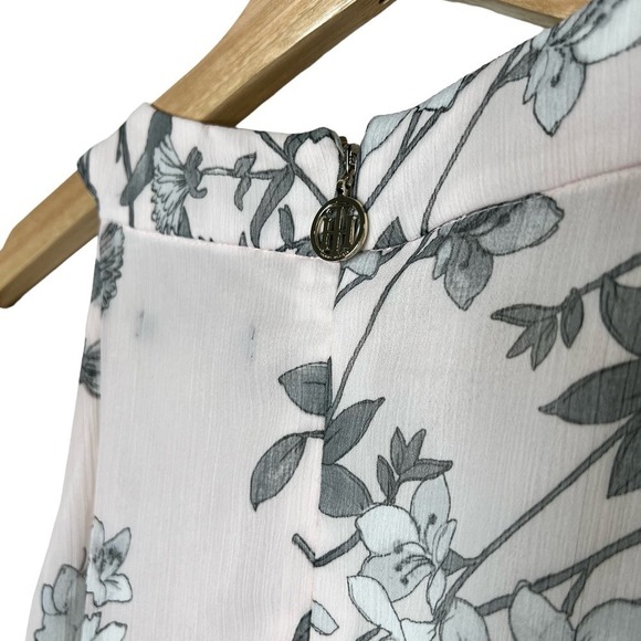 New Women’s Tommy Hifilger Diana Floral-Print Belted Chiffon A-Line Dress Size 2 - Picture 9 of 10